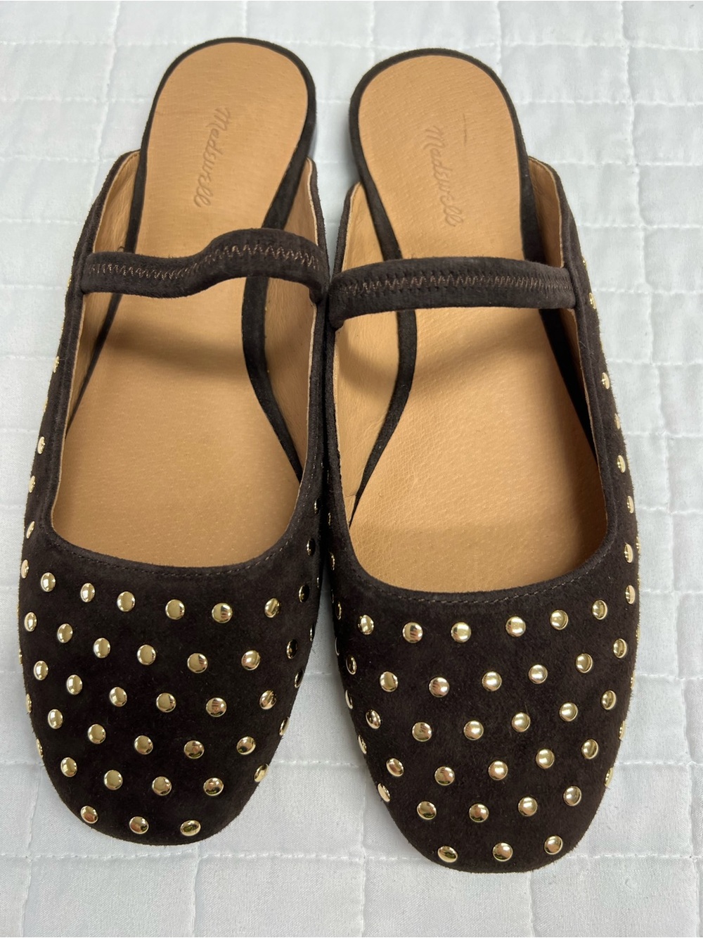 Madewell The Greta Ballet Flat Mule Studded in Dark Carob Brown Size 7 - Picture 9 of 11